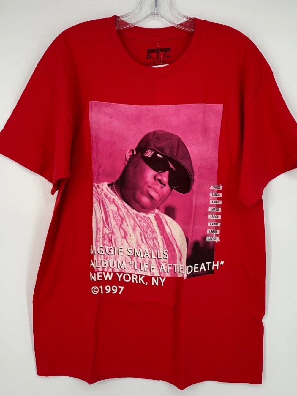 The Notorious B.I.G. Mens Large Graphic T-Shirt Red 100% Cotton Short Sleeves
